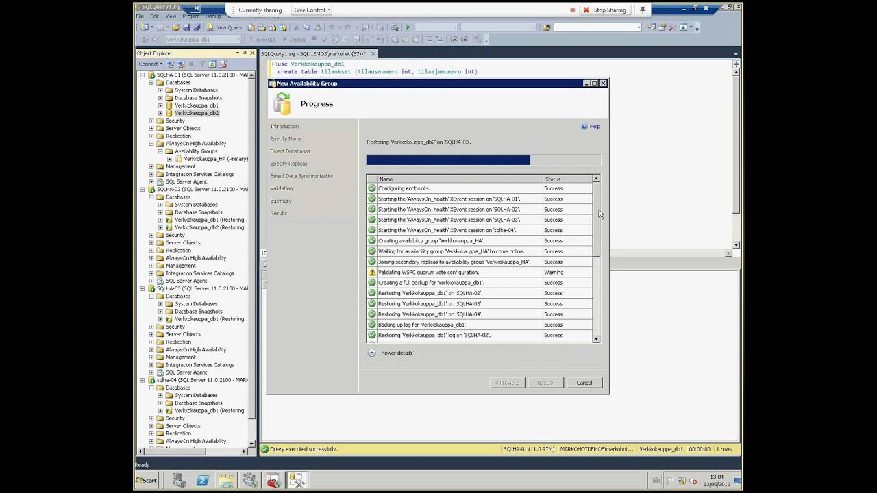 Demovideo: SQL Server 2012 AlwaysOn High Availability Groups - YouTube