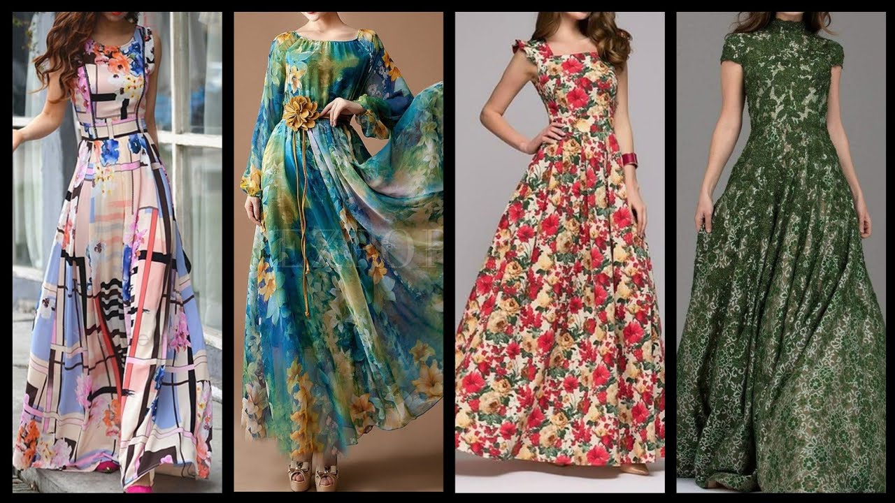 Top Stylish and demanding long Floral maxi dress design ideas collection for women 2k20