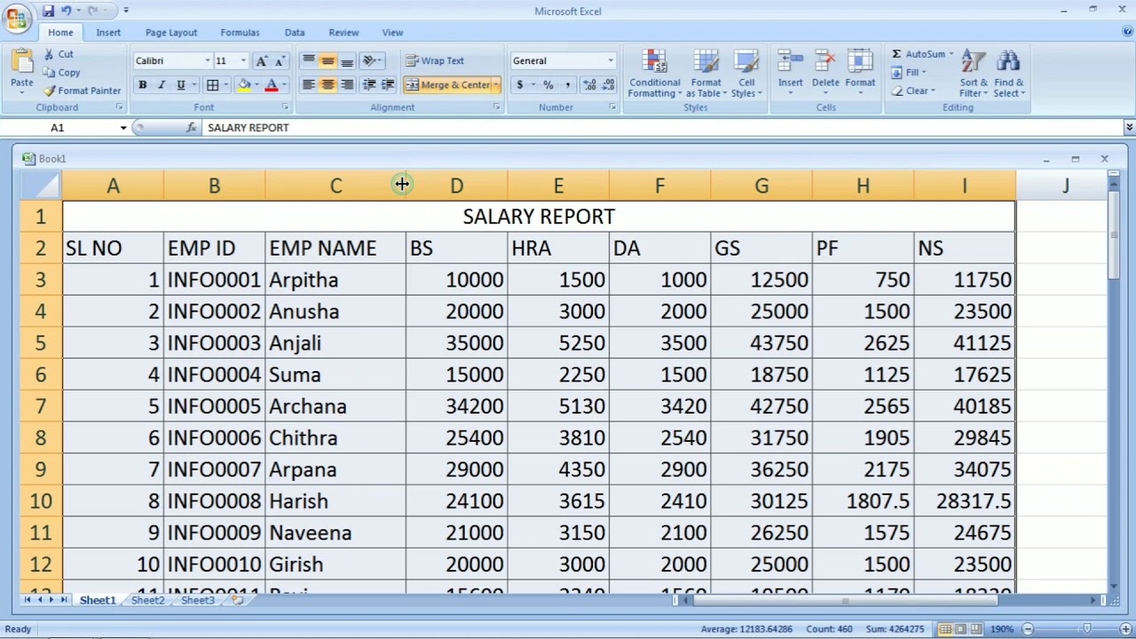 How To Make Salary Report In Excel Youtube