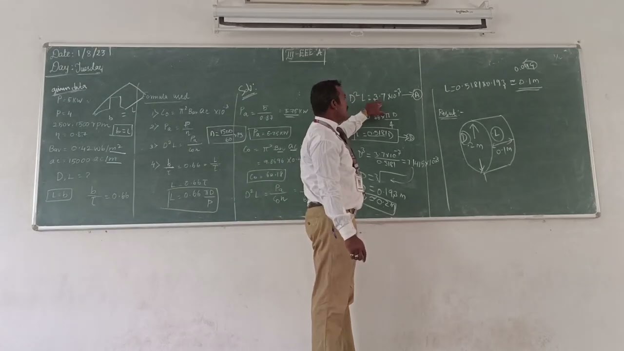 main dimension calculation of DC machine from the output equation