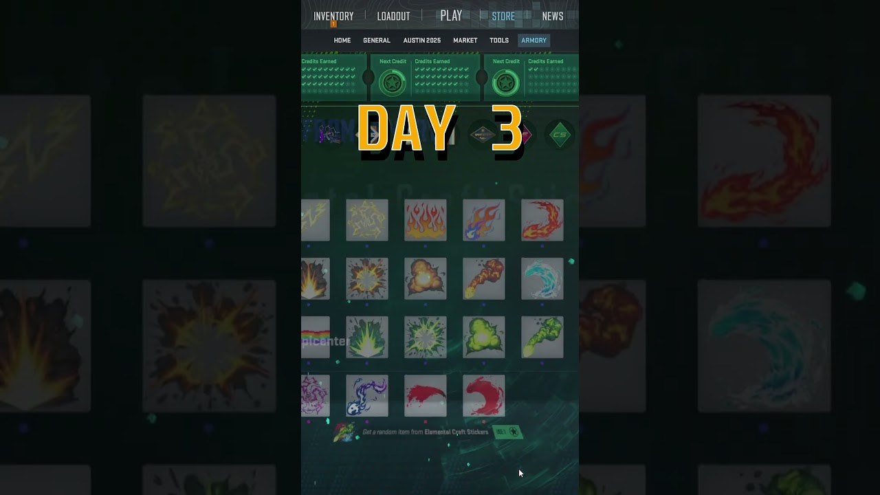 Day 3 of Opening Elemental Craft Stickers (Armoury Pass) Until I Get My Hands on a RED One