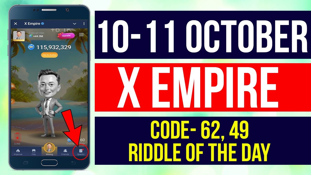 X Empire Youtube Code Today 10 & 11 Oct | Xempire Youtube code 62 & 49 ...