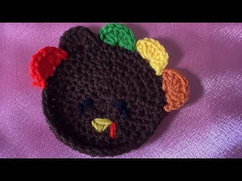 Thanksgiving turkey cup coaster| #crochetwithme