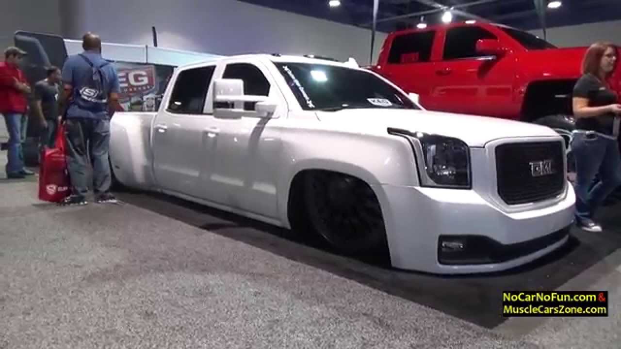 White Slammed Gmc Truck 2015 Sema Motor Show Youtube 