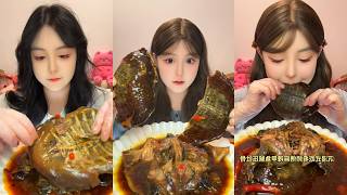 Giant Softshell Turtle Mukbang 🐢 Spicy Braised Turtle Shell Eating ASMR