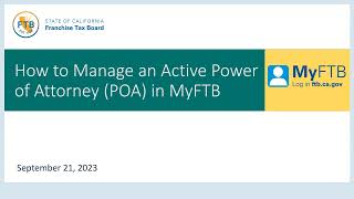How to manage a POA in MyFTB for Tax Professionals