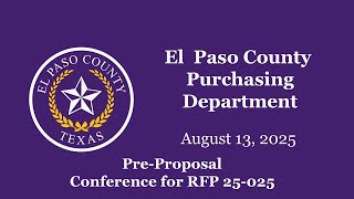 RFP 25 025 PRE PROPOSAL CONFERENCE