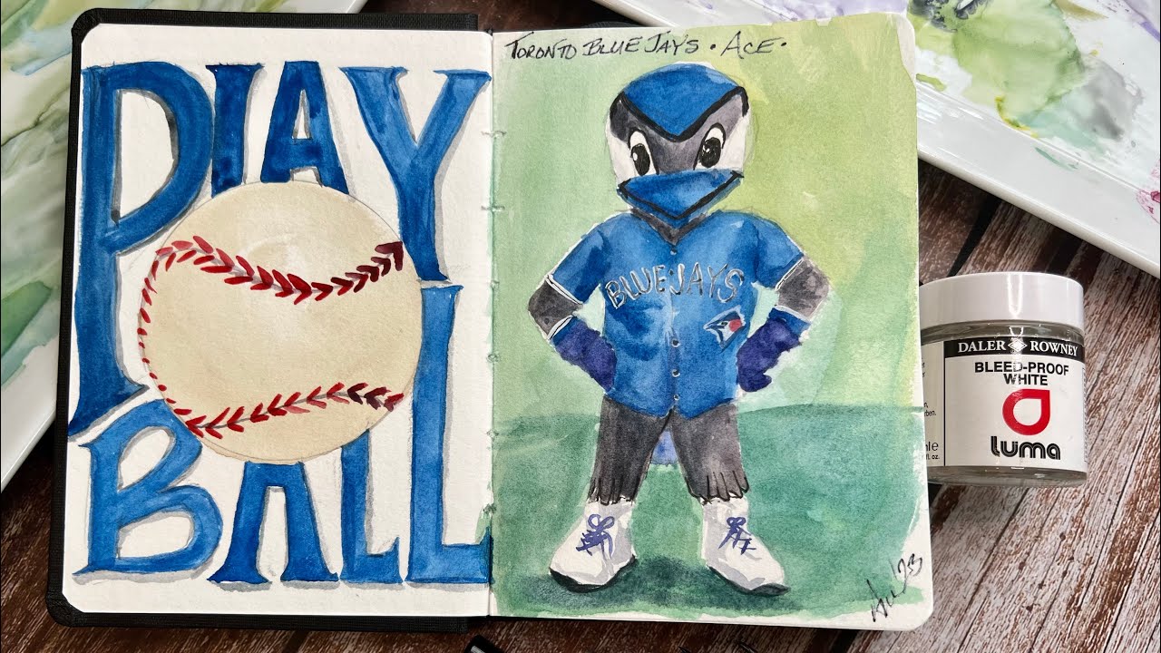Play Ball! MLB Mascots Toronto Blue Jays Ace in Watercolor! 