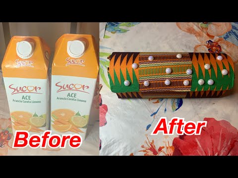 CLUTCH PURSE MADE FROM JUICE CARTON|| Best out of waste with Ankara