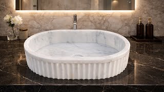 Super white marble Countertop Wash Basin 