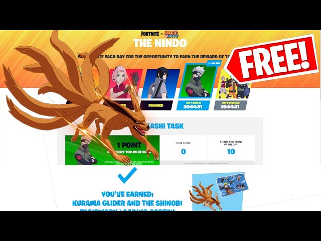 How to Complete Fortnite Nindo Challenges and Unlock FREE Naruto Rewards  (Kurama Glider & Emoticons) 