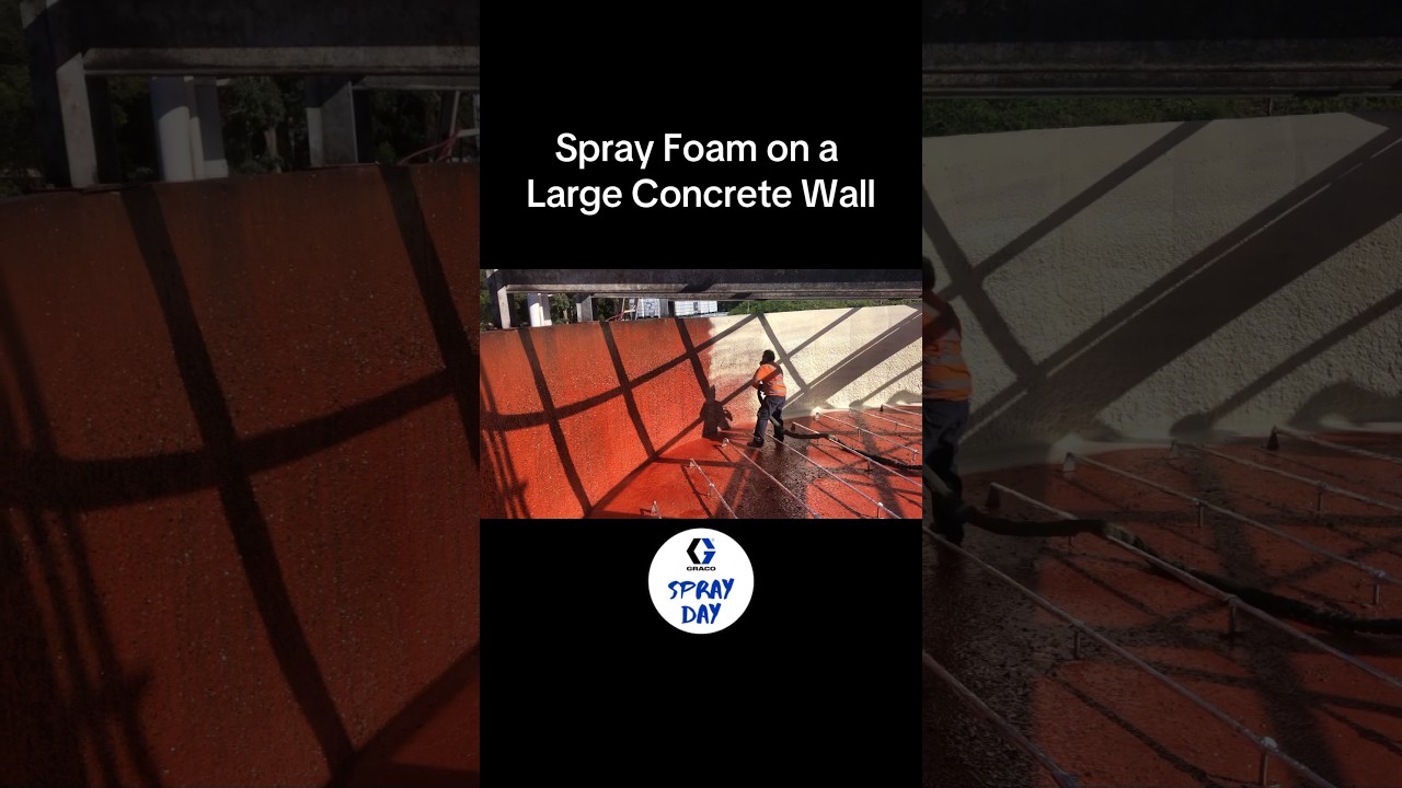 Spray Foam Application on a Large Concrete Wall
