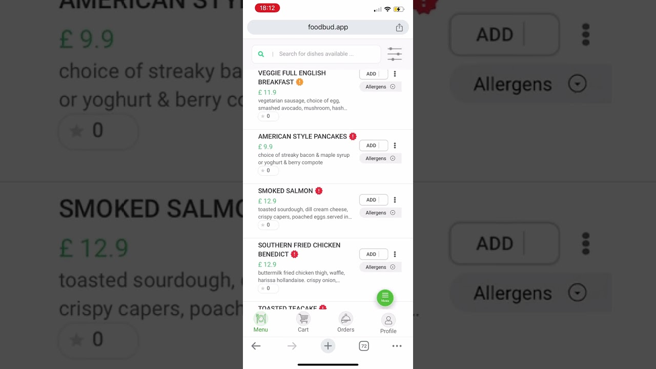 Foodbud QR Code based personalised Menu