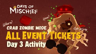 CRAB MIND CONTROL?! All Event Tickets Guide! Day 2 | Days of Mischief | Sky Cotl