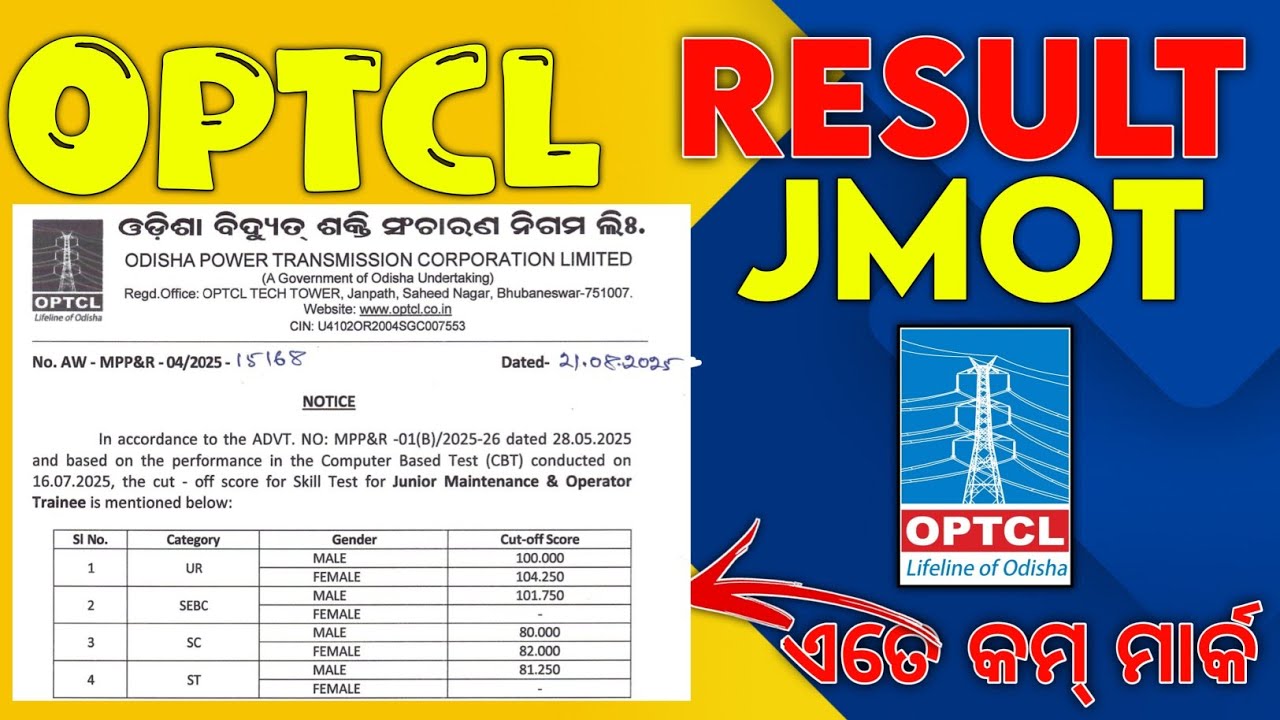 РЕЗУЛЬТАТ OPTCL JMOT ОПУБЛИКОВАН 