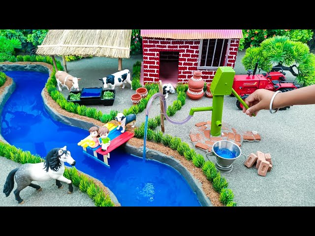 DIY how to make cow shed | house of animals | horse house – cow shed | mini hand pump |woodwork #07 class=