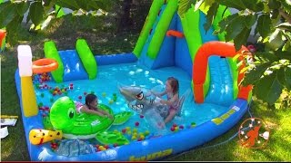 Giant Inflatable Water Slide & Shark Disney Princess Surprise w Warheads Sour Candy + Peppa Pig