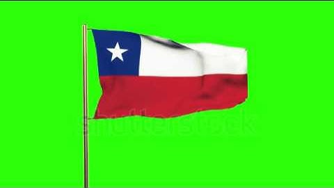 Chile flag waving in the wind. Green screen, alpha matte. Loopable animation Stock video by
