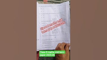Class 8 maths mid term question paper 2025-26 morning shift/ class 8 maths midterm answer key 2025