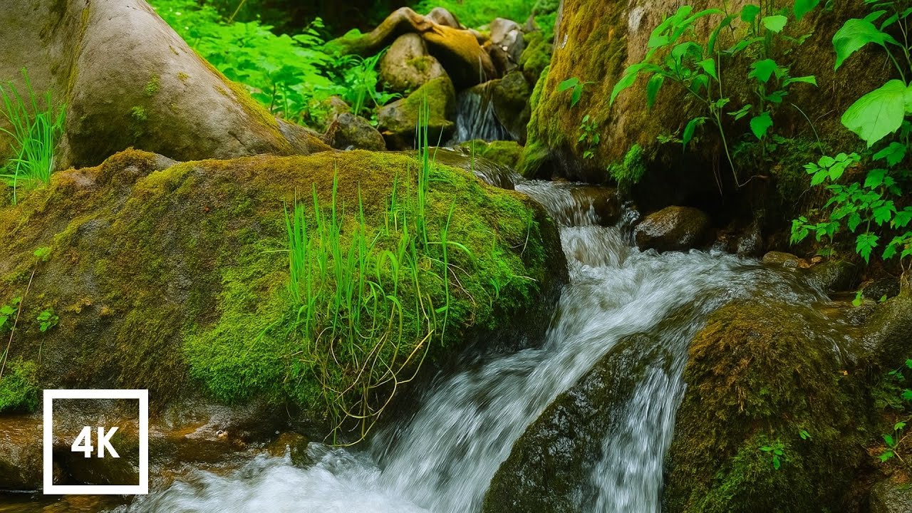 Forest Stream, Birdsong & Gentle Waterfall Nature Sounds for Deep ...
