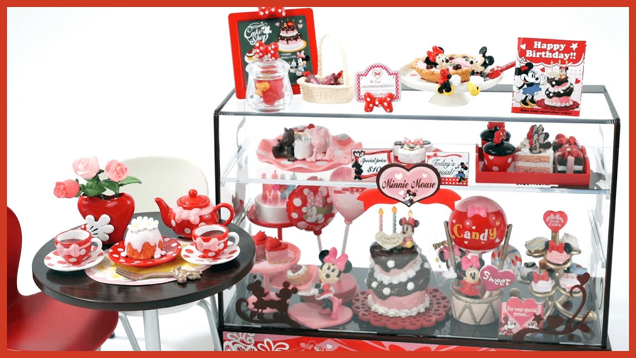 Re Ment Minnie Mouse Lovely Cake Showcase ミニーマウス ラブリーケーキ ディスプレイ Youtube