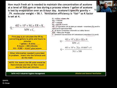 Dilution Ventilation:  Controlling Contaminant Concentration Example #1