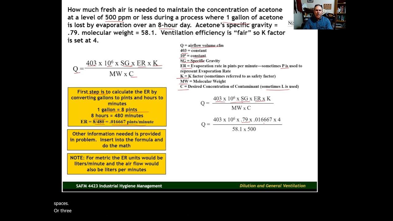 Dilution Ventilation Controlling Contaminant Concentration Example 1