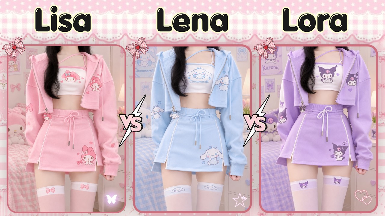 Lisa 💖 vs Lena 🩵 vs Lora 💜 | Mystery Gift Box Challenge