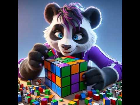 Panda ‏ building a giant Rubik's Cube from Lego #panda #aipanda #ai # ...