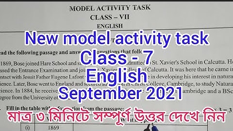 New model activity task class 7 English September 2021