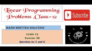 Linear Programming Problem Class 12 | Exercise 3B