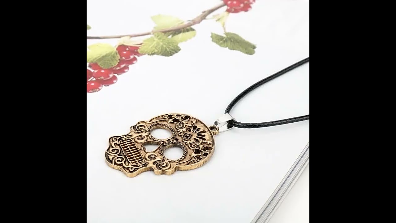 Sugar skull necklace gift idea for Day of the Dead and all souls day