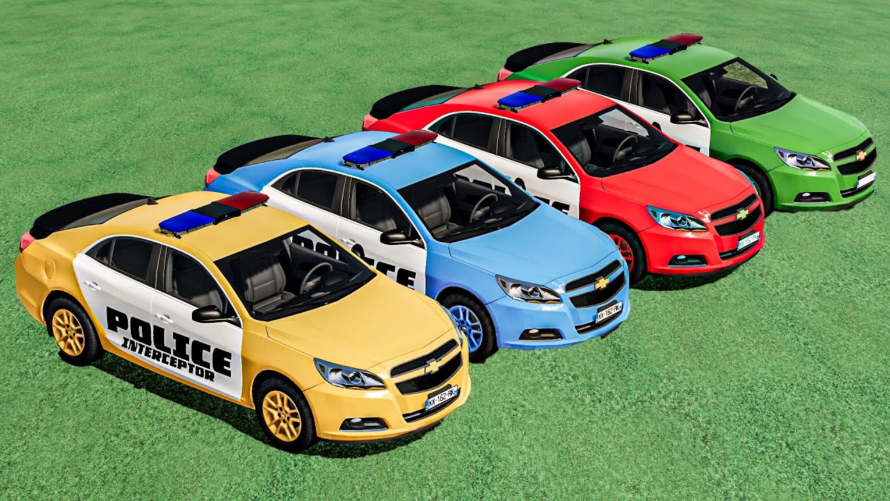 TRANSPORTING ALL COLORS CHEVROLET POLICE CARS WITH FORD TRUCK ! FS22