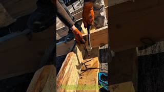 Manual Wood Joint Fastening with Nails | Strong Roof Frame Technique.