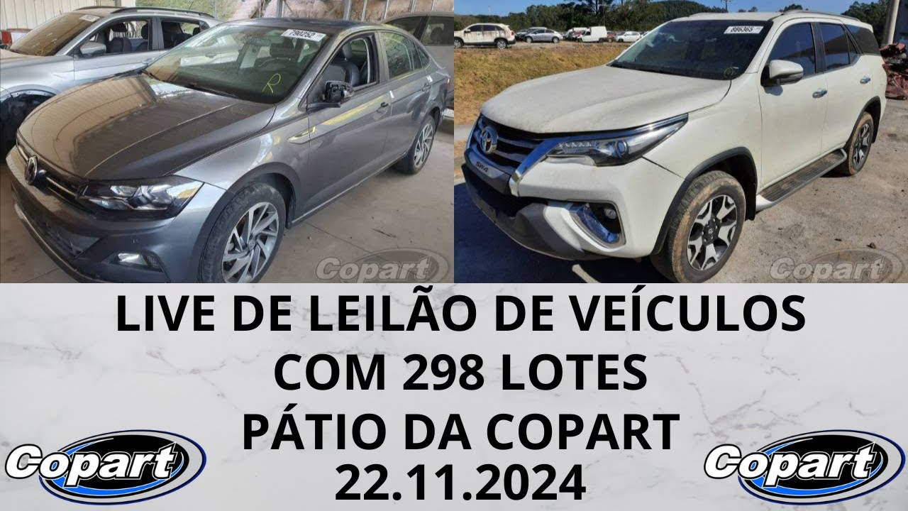 Live Copart LIVE DE LEILÃO DE VEÍCULOS NO COPART DIA 22.11.2024 - YouTube