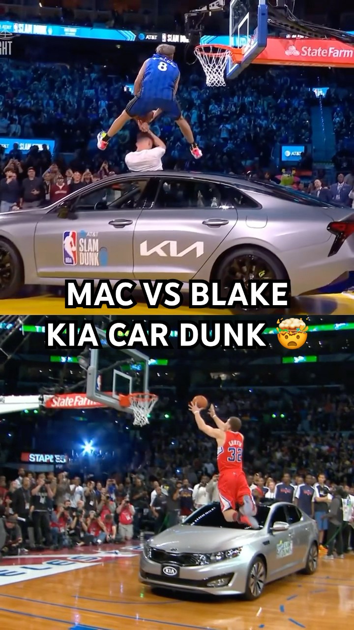 Side by side view of Mac McClung vs Blake Griffin KIA car dunk?