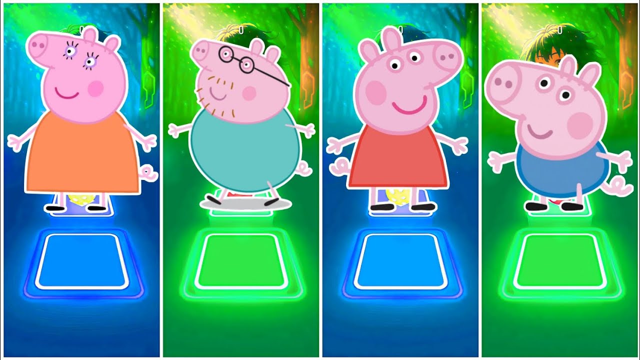 Mummy Pig Vs Daddy Pig Vs Peppa Pig Vs George Pig | Tiles Hop Edm Rush🎶