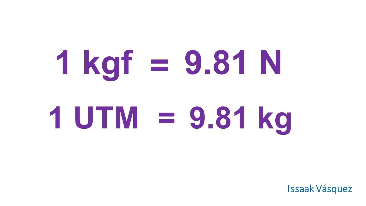 Pasar Kgf A Newton Demostración de conversión de unidades en fuerza de kgf a N y en masa de kg  a UTM - YouTube