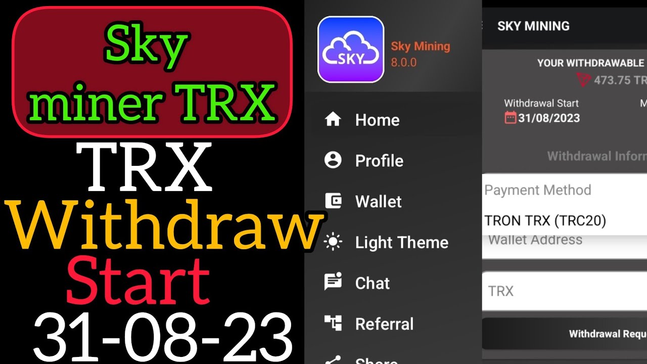 Sky mining TRX Withdraw Start 🎉
