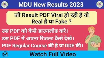 MDU New Results 2023 | MDU Result Viral PDF Real Or Fake | MDU Viral PDF Download | MDU DDE Results
