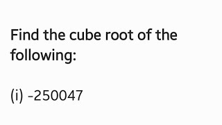 Cube Root of Negative Numbers