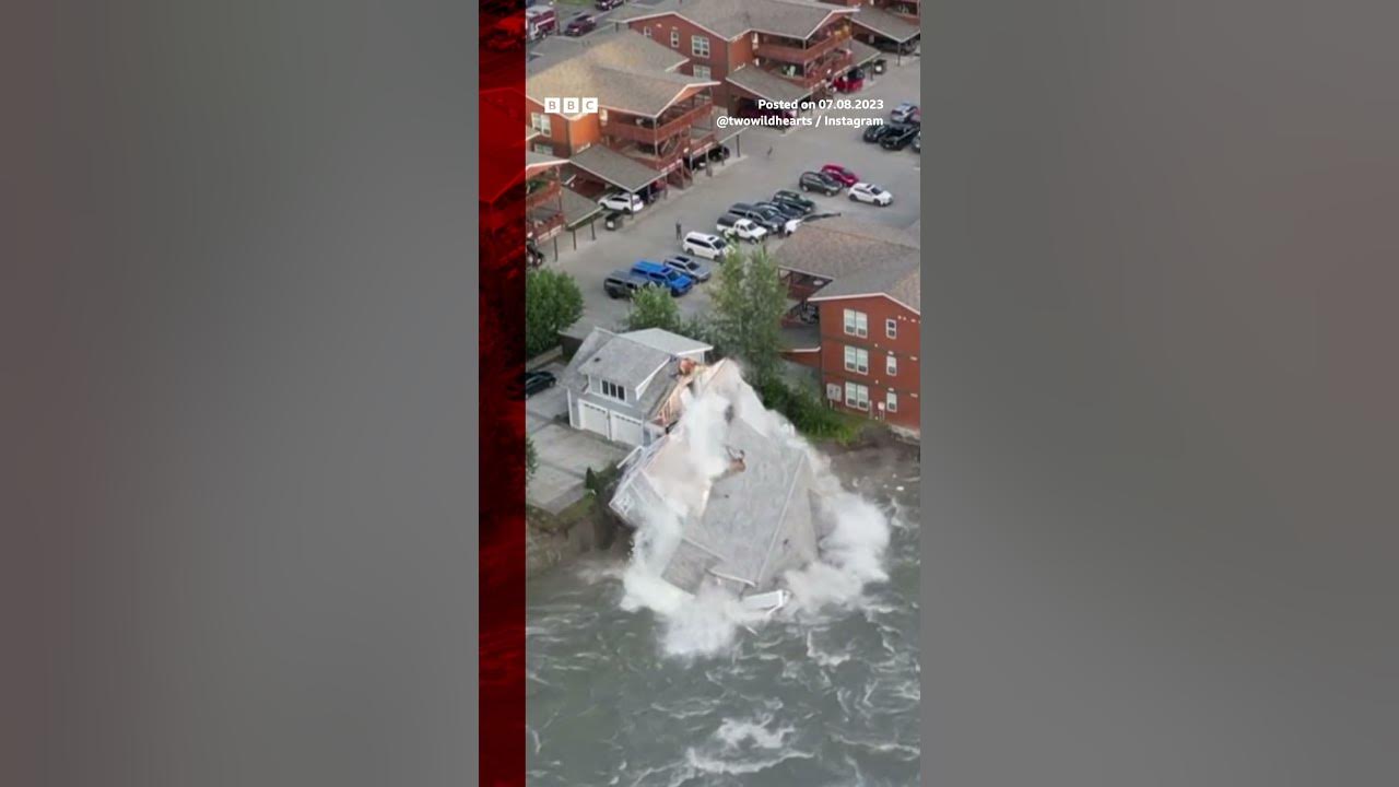 This house collapsing prompted officials to evacuate a whole street. #Shorts #Alaska #BBCNews