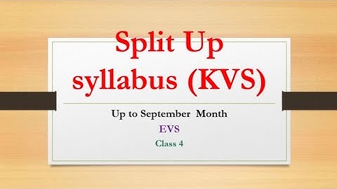 KVS/Class -4/EVS/Split up syllabus/Up to Term-1