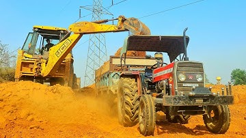 Jcb 3DX Eco Backhoe Machine Loading Mud In Massey 241&1035, Eicher 380 Tractor|@PramodsLife