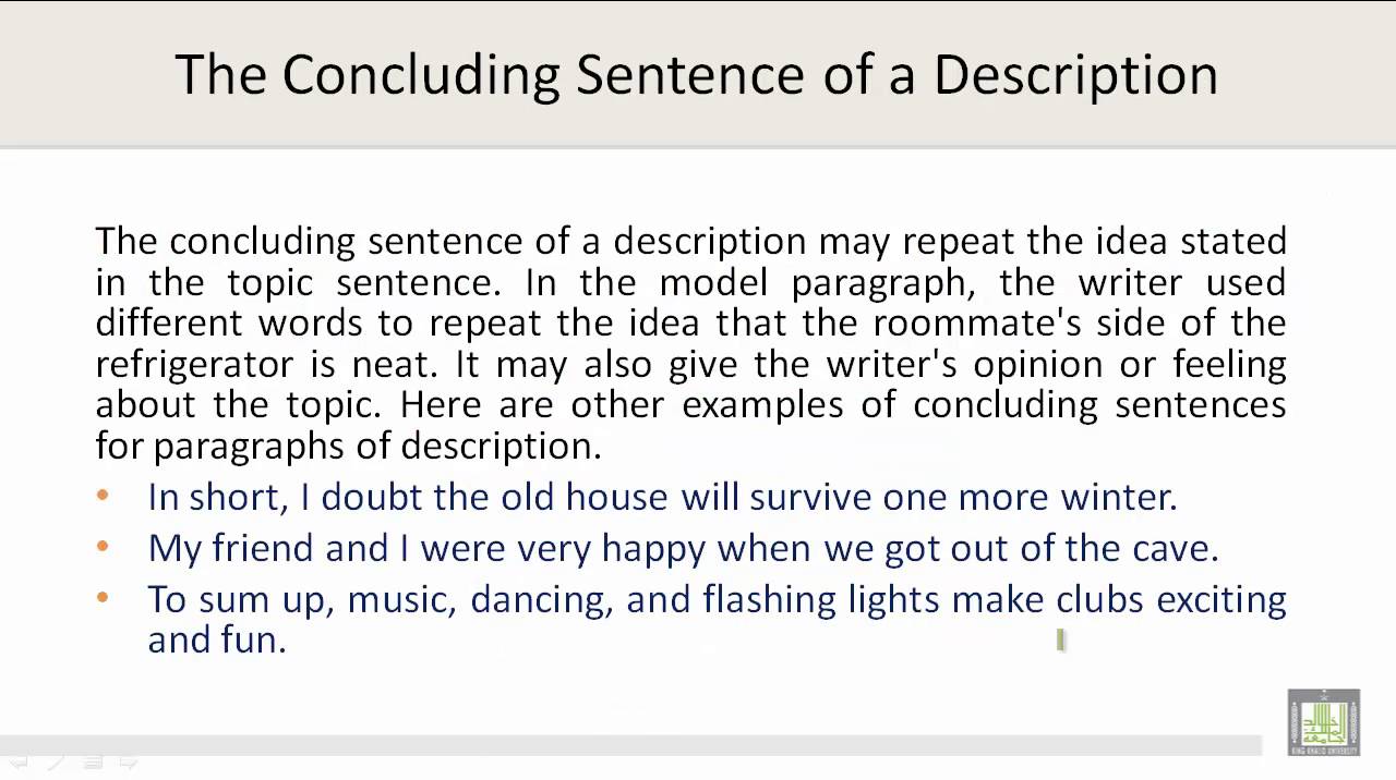 how to write a conclusion paragraph for a descriptive essay