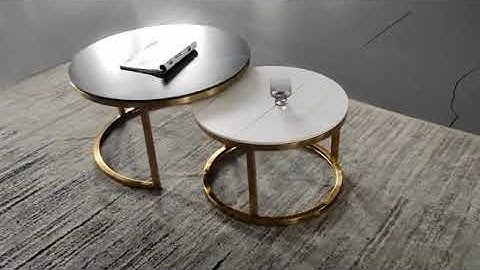 Sintered stone premium finish matt black and white coffee nesting table