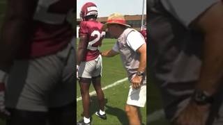 Nick Saban working with DBs in Alabama 1st fall practice of 2023 screenshot 3