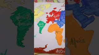 7 continents drawing with its name