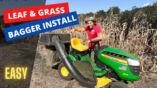 John Deere 100 series BAGGER INSTALL, works awesome for leafs and grass