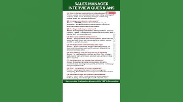 Sales Manager Interview Questions and Answers